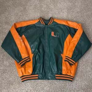 Vintage Miami Hurricanes Faux Leather Jacket, XXL, Steve & Barry's, Y2K Skater S